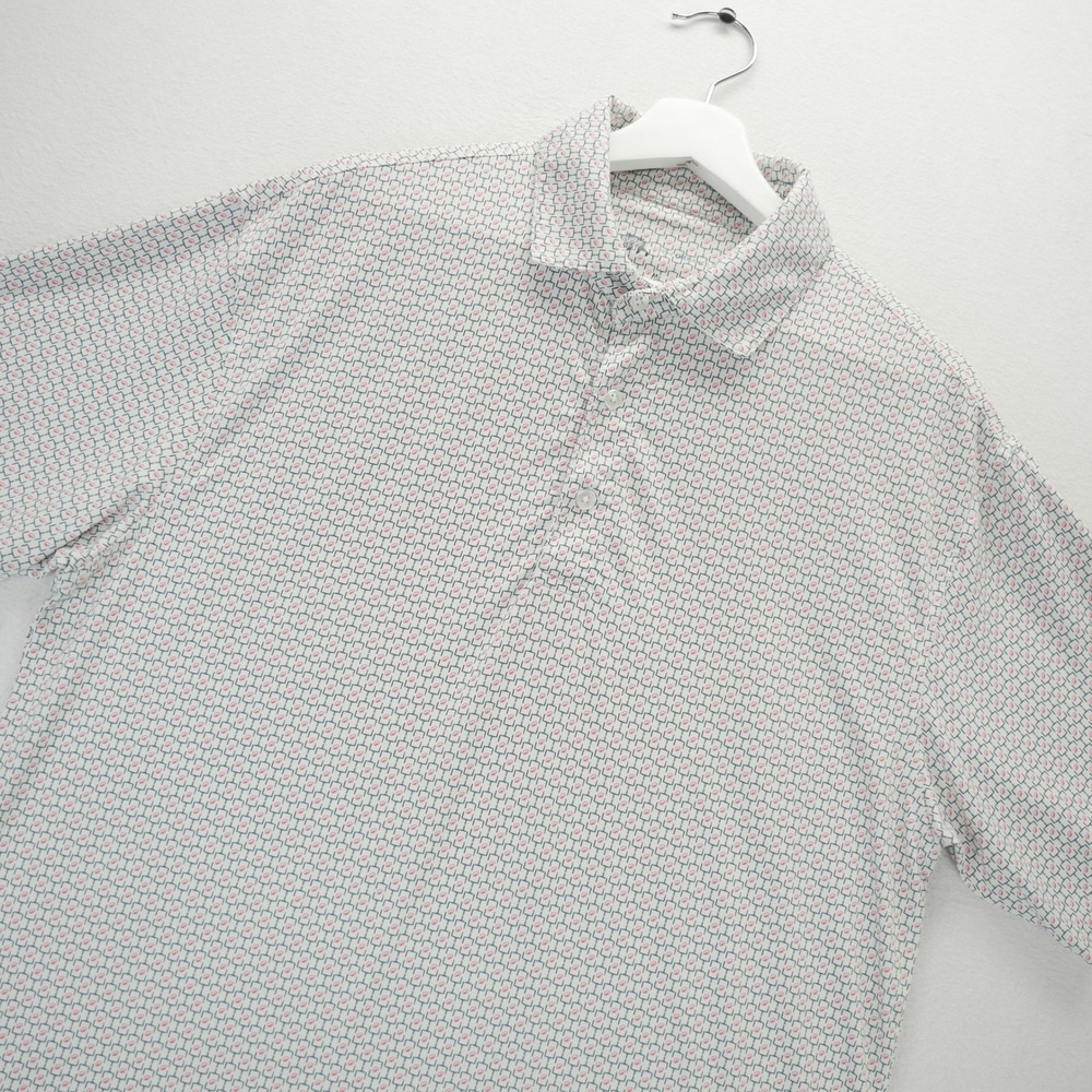 Onward Reserve Performance Polo Mens Medium White Red Football Print Golf Shirt